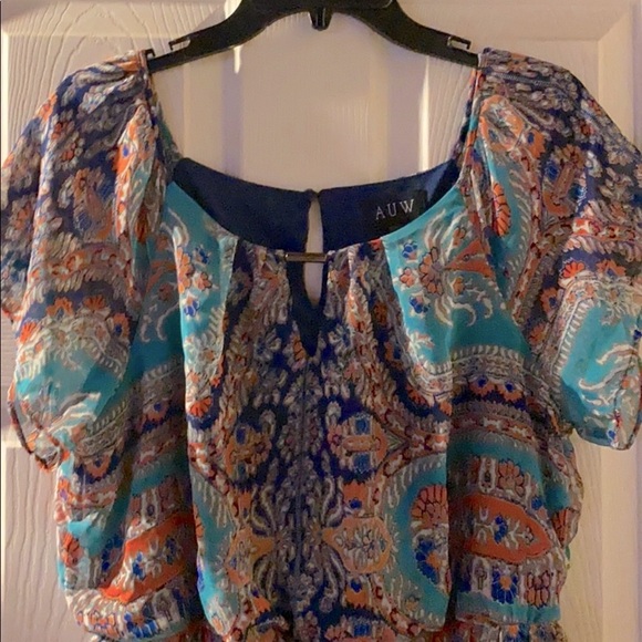 Auw blue floral dress size-L - Picture 2 of 7